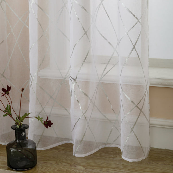 TENDA TENERIFE VOILE FILTRANTE FANTASIA GEOMETRICA 1 PANNELLO 140X235CM ARGENTO