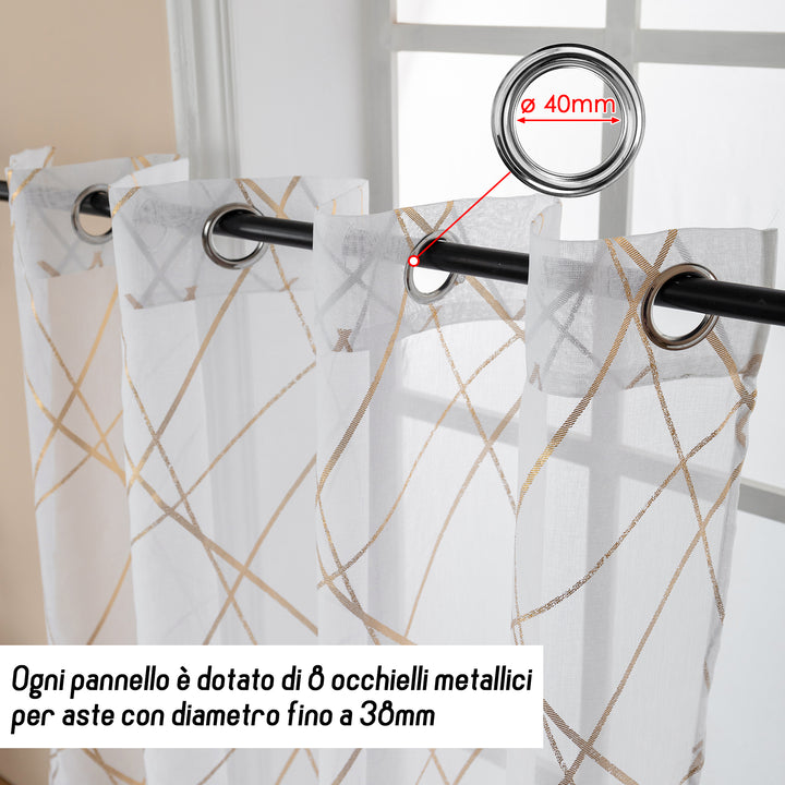 TENDA TENERIFE VOILE FILTRANTE FANTASIA GEOMETRICA 1 PANNELLO 140X145CM ORO