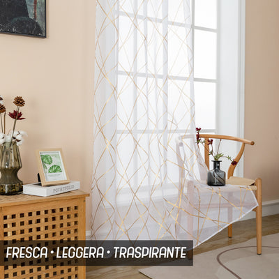 TENDA TENERIFE VOILE FILTRANTE FANTASIA GEOMETRICA 140X235CM ORO