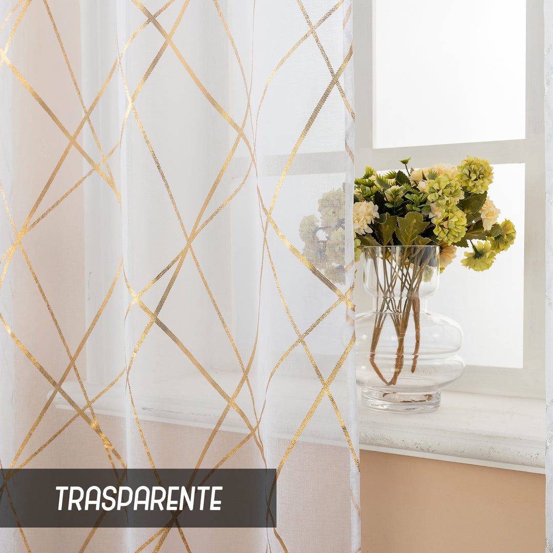 TENDA TENERIFE VOILE FILTRANTE FANTASIA GEOMETRICA 1 PANNELLO 140X145CM ORO