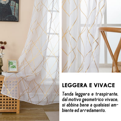 TENDA TENERIFE VOILE FILTRANTE FANTASIA GEOMETRICA 140X290CM ORO