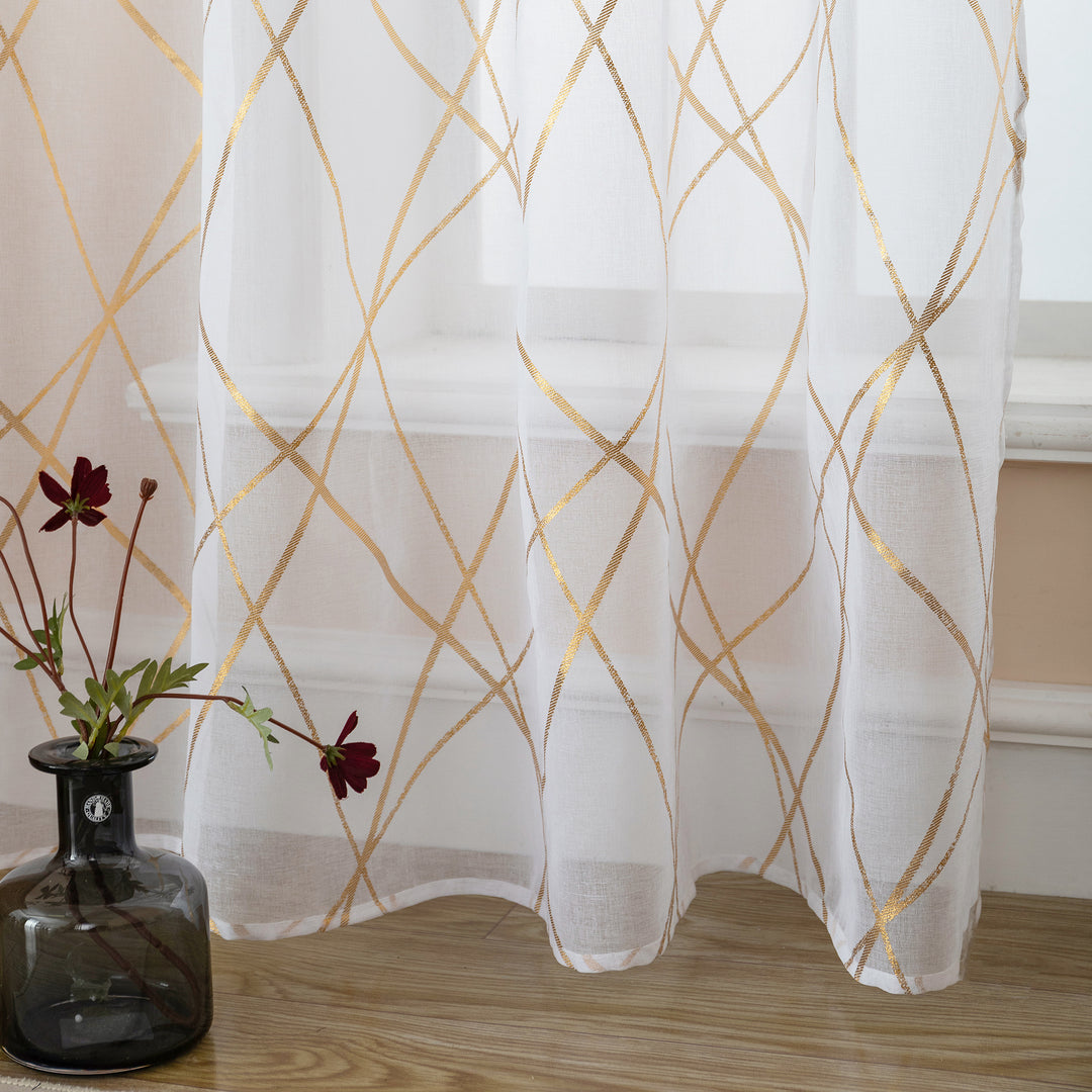TENDA TENERIFE VOILE FILTRANTE FANTASIA GEOMETRICA 1 PANNELLO 140X235CM ORO