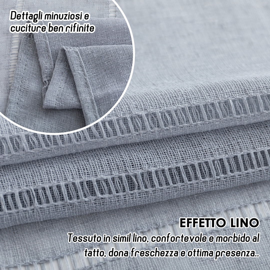 TENDA FILTRANTE EFFETTO LINO A RIGHE 1 PANNELLO 140X285CM GRIGIO
