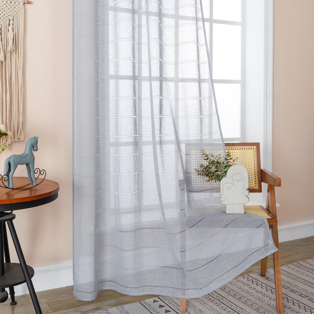TENDA FILTRANTE EFFETTO LINO A RIGHE 1 PANNELLO 140X285CM GRIGIO