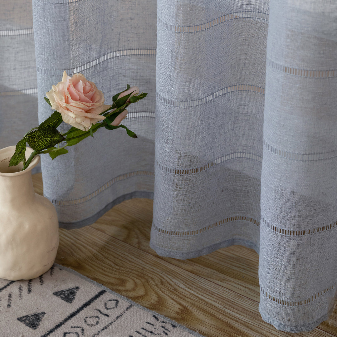 TENDA FILTRANTE EFFETTO LINO A RIGHE 1 PANNELLO 140X285CM GRIGIO