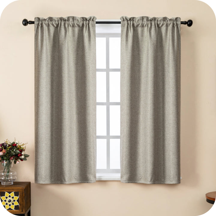 COPPIA TENDE SEMI OSCURANTI IN SIMIL LINO TRAMA SPIGATA 2X70X135CM TORTORA