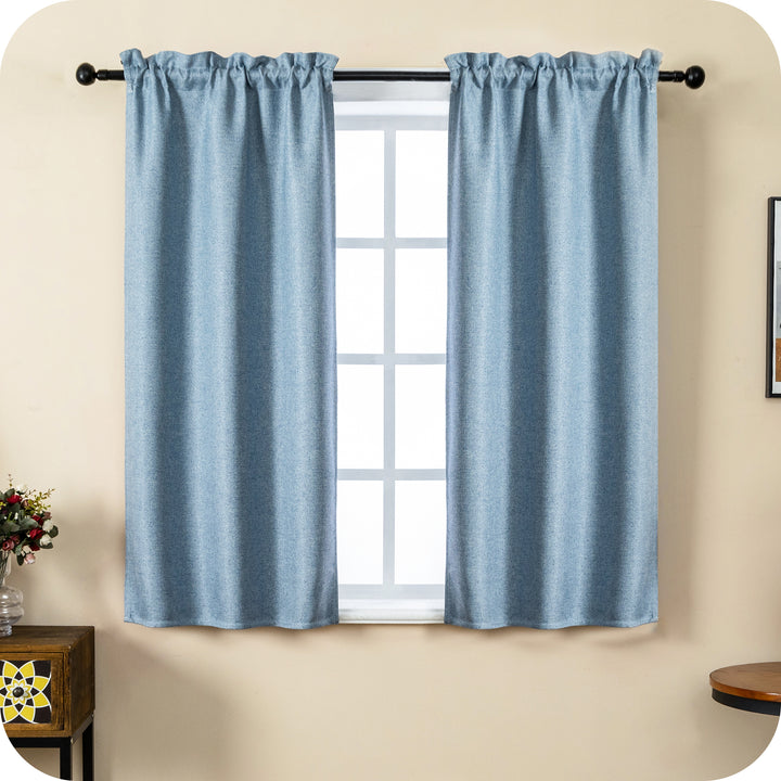 COPPIA TENDE SEMI OSCURANTI IN SIMIL LINO TRAMA SPIGATA 2X70X135CM AZZURRO