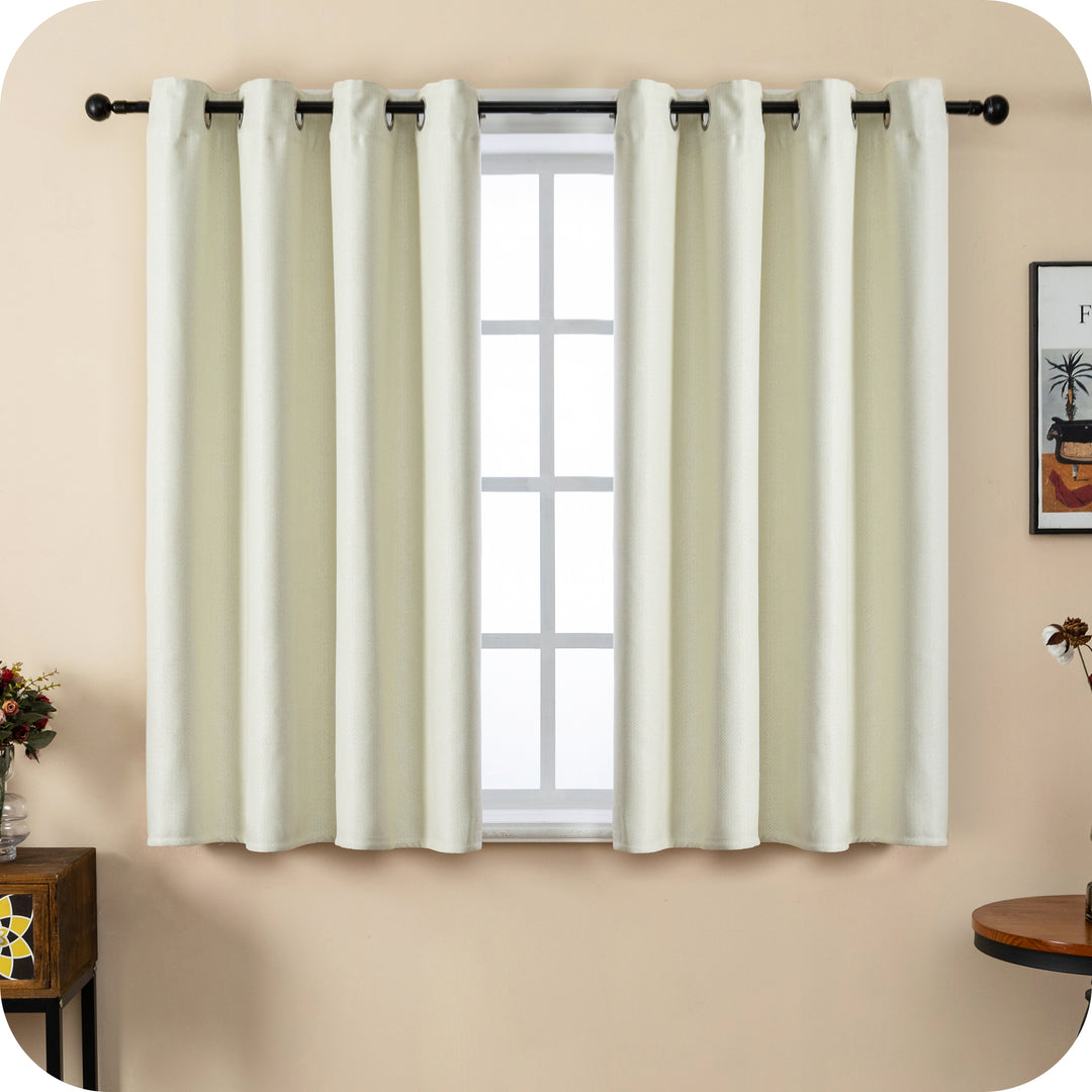 TENDA SEMI OSCURANTE IN SIMIL LINO TRAMA SPIGATA 1 PANNELLO 140X135CM PANNA