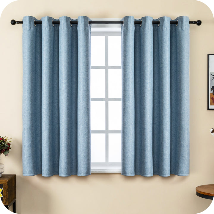 TENDA SEMI OSCURANTE IN SIMIL LINO TRAMA SPIGATA 1 PANNELLO 140X135CM AZZURRO