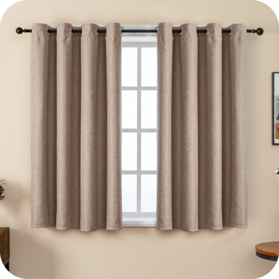 TENDA SEMI OSCURANTE IN SIMIL LINO TRAMA SPIGATA 1 PANNELLO 140X135CM MARRONCINO