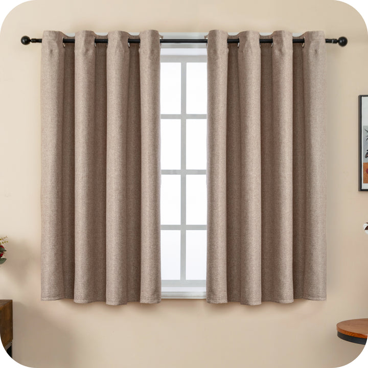 TENDA SEMI OSCURANTE IN SIMIL LINO TRAMA SPIGATA 1 PANNELLO 140X135CM MARRONCINO