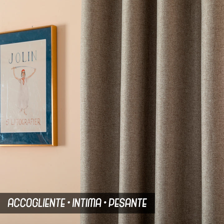 Tenda A Orecchielli Semi-Oscurante In Microfibra – Tessuto Grigio, H 175 X L 140 Cm, Poliestere, Isolante Termico