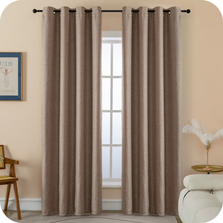 TENDA SEMI OSCURANTE IN SIMIL LINO TRAMA SPIGATA 1 PANNELLO 140X275CM MARRONCINO