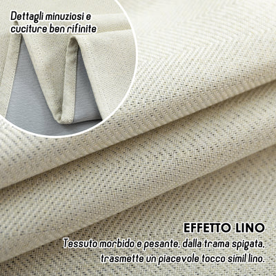 COPPIA TENDE SEMI OSCURANTI IN SIMIL LINO TRAMA SPIGATA 2X70X235CM PANNA