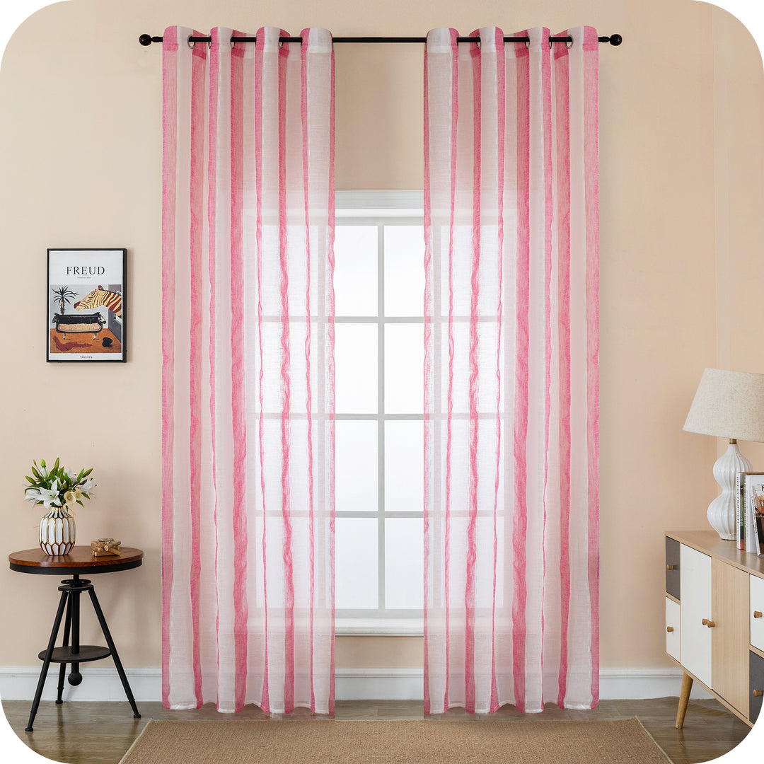 TENDA FILTRANTE EFFETTO LINO A RIGHE VERTICALI 1 PANNELLO 140X285CM FUCSIA