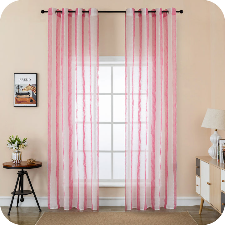 TENDA FILTRANTE EFFETTO LINO A RIGHE VERTICALI 1 PANNELLO 140X285CM FUCSIA