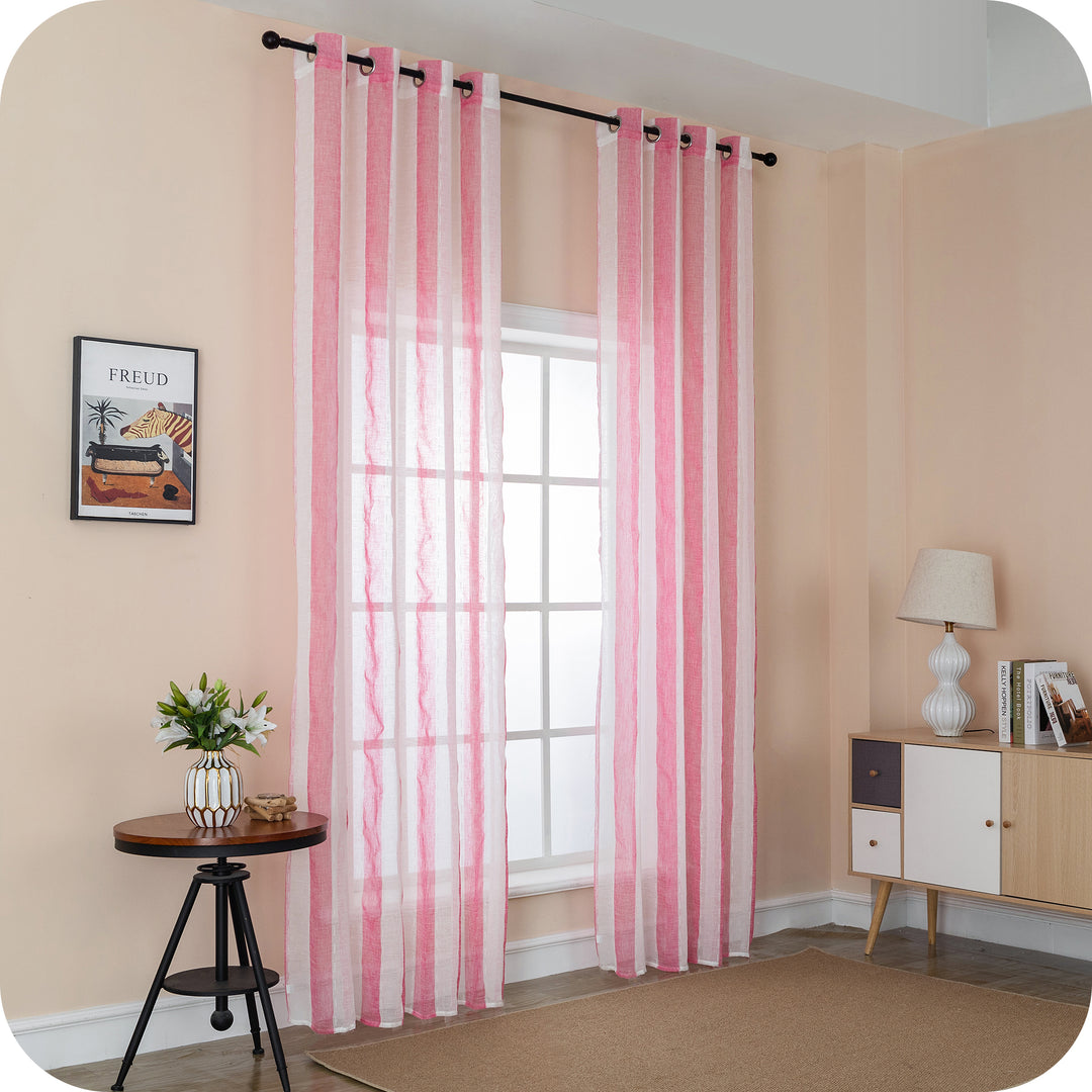 TENDA FILTRANTE EFFETTO LINO A RIGHE VERTICALI 1 PANNELLO 140X285CM FUCSIA
