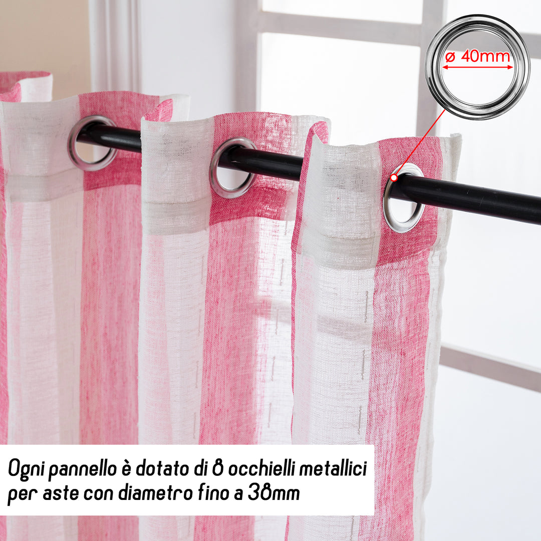 TENDA FILTRANTE EFFETTO LINO A RIGHE VERTICALI 1 PANNELLO 140X285CM FUCSIA