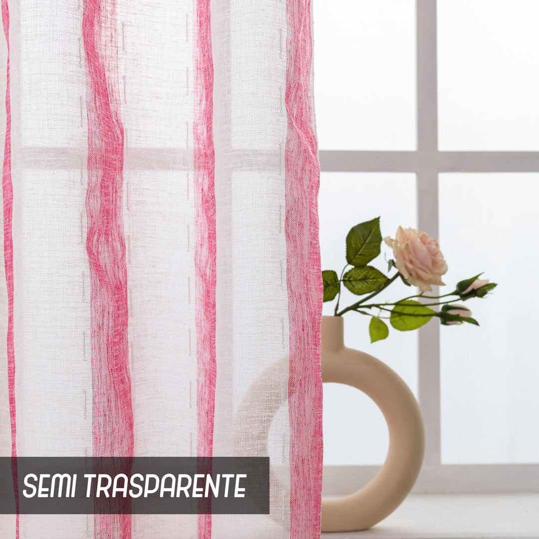 TENDA FILTRANTE EFFETTO LINO A RIGHE VERTICALI 1 PANNELLO 140X285CM FUCSIA