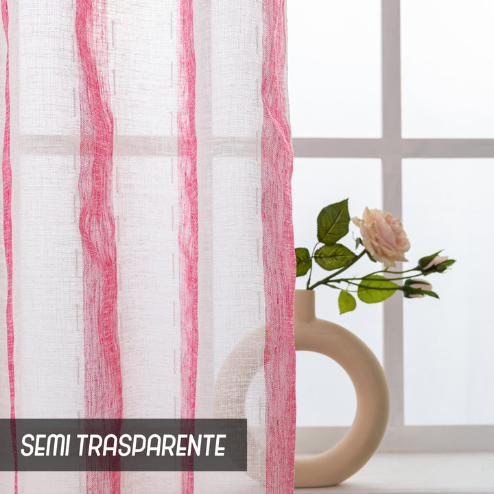 TENDA FILTRANTE EFFETTO LINO A RIGHE VERTICALI 1 PANNELLO 140X285CM FUCSIA