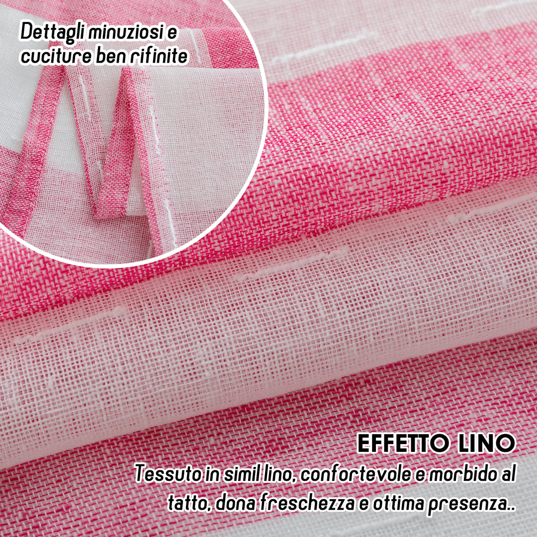 TENDA FILTRANTE EFFETTO LINO A RIGHE VERTICALI 1 PANNELLO 140X285CM FUCSIA