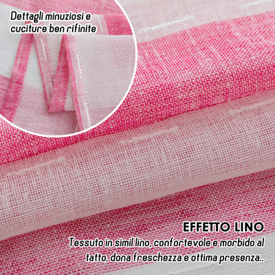 TENDA FILTRANTE EFFETTO LINO A RIGHE VERTICALI 140X285CM FUCSIA