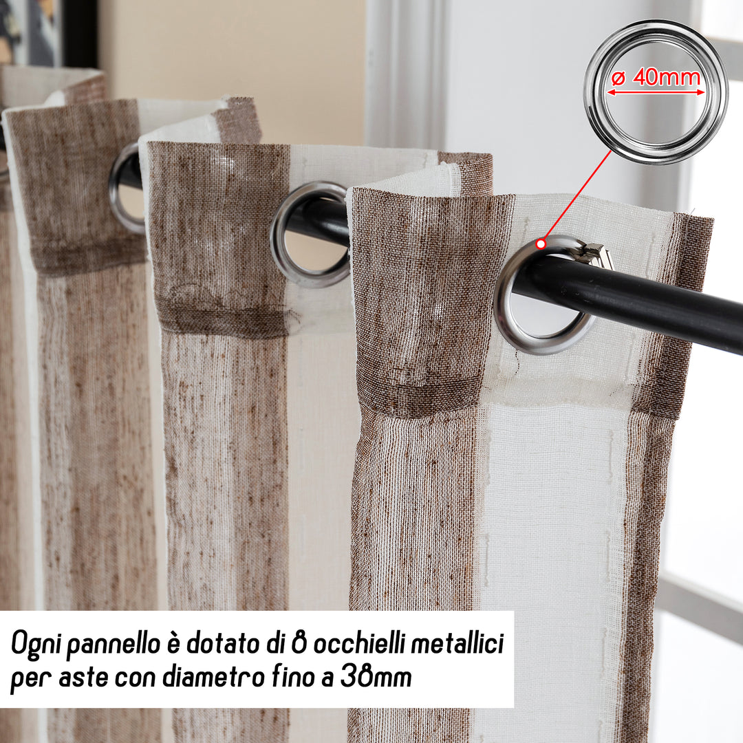 TENDA FILTRANTE EFFETTO LINO A RIGHE VERTICALI 1 PANNELLO 140X285CM MARRONE