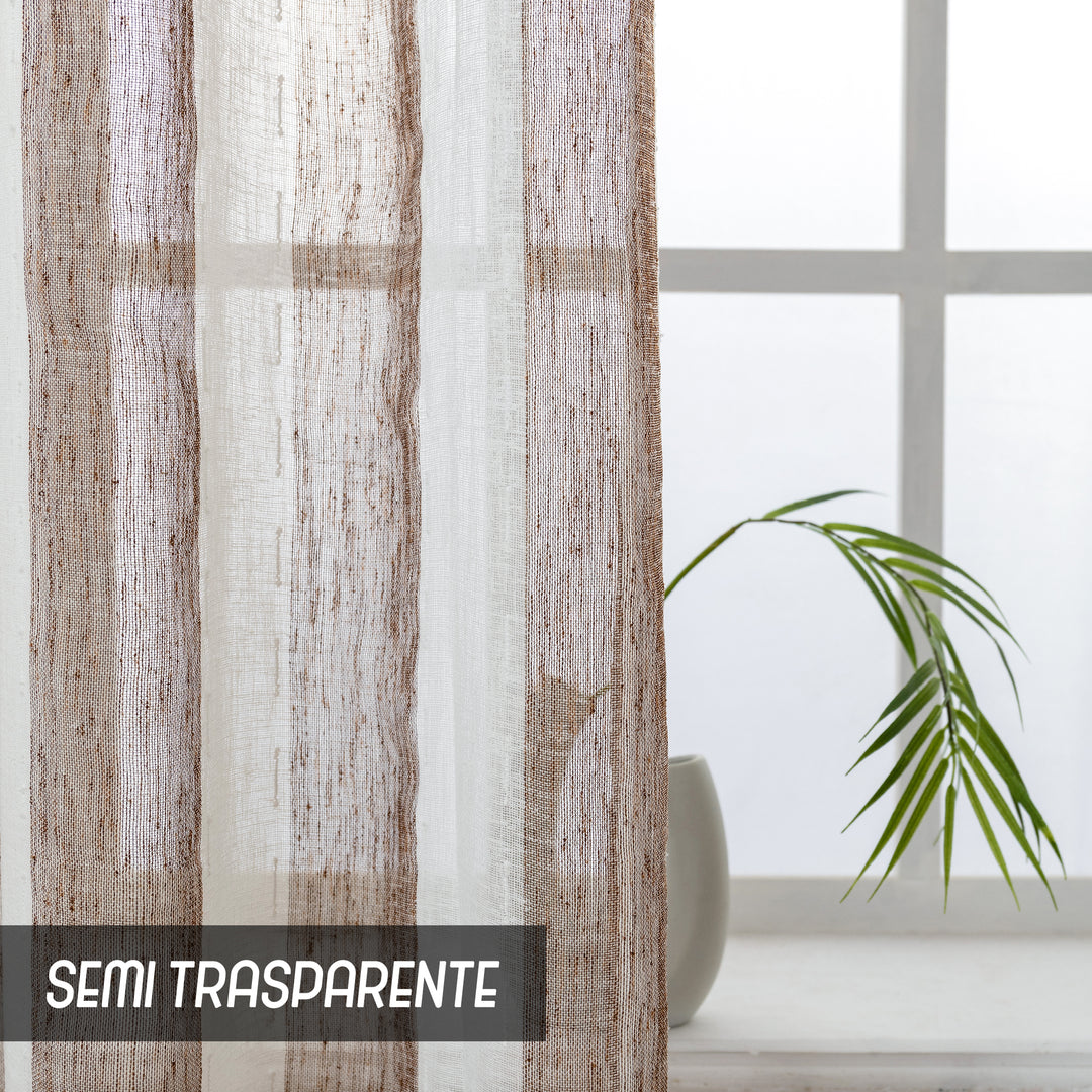 TENDA FILTRANTE EFFETTO LINO A RIGHE VERTICALI 1 PANNELLO 140X285CM MARRONE