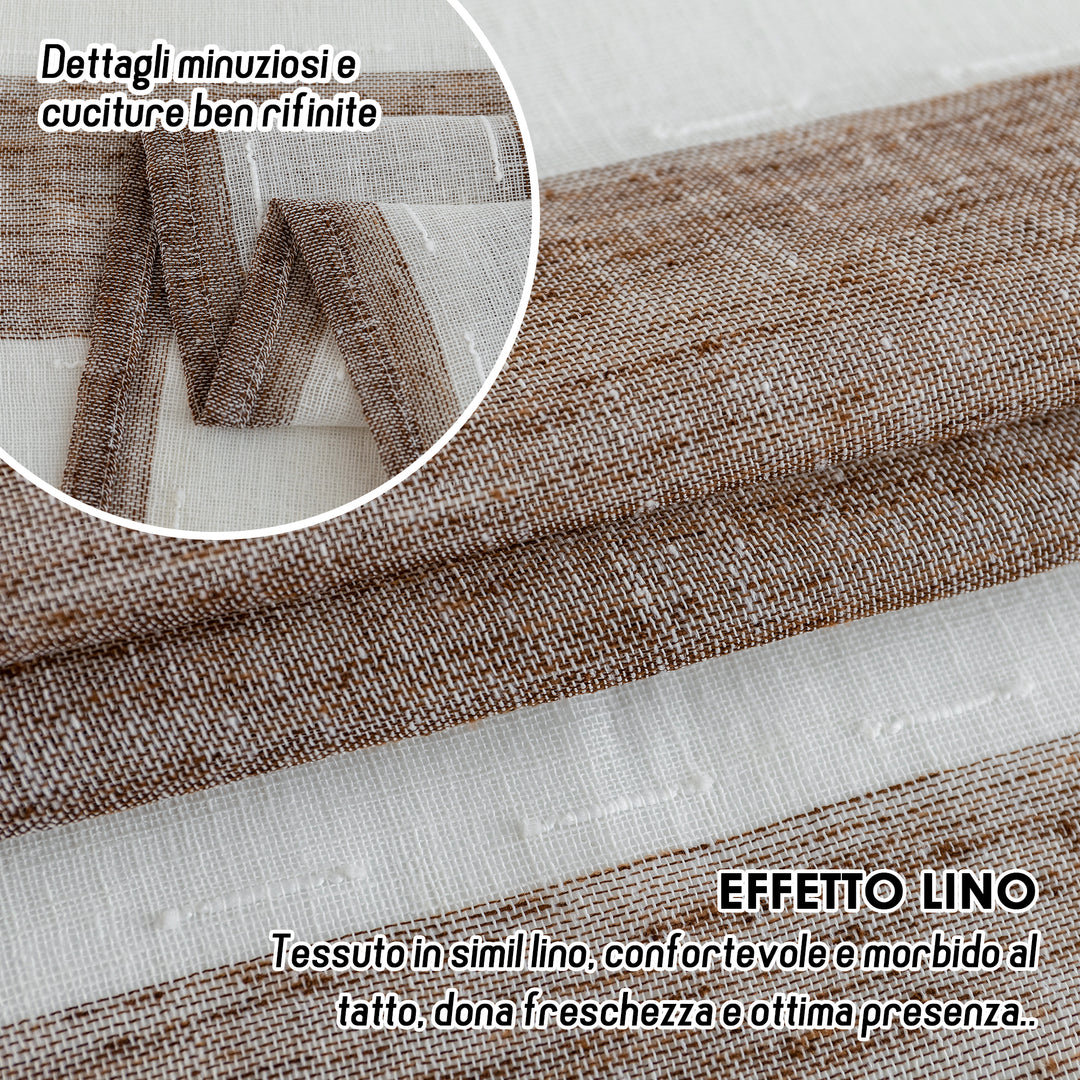 TENDA FILTRANTE EFFETTO LINO A RIGHE VERTICALI 1 PANNELLO 140X285CM MARRONE