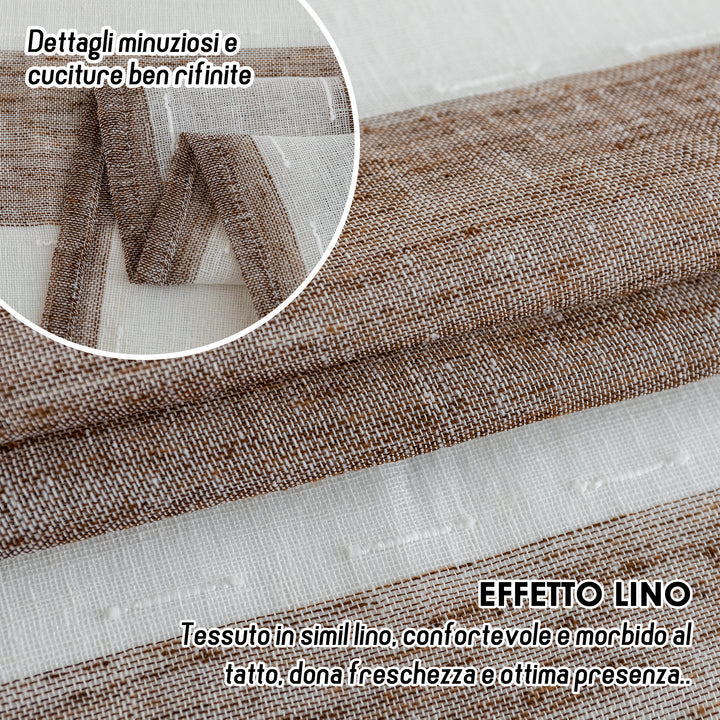 TENDA FILTRANTE EFFETTO LINO A RIGHE VERTICALI 1 PANNELLO 140X285CM MARRONE