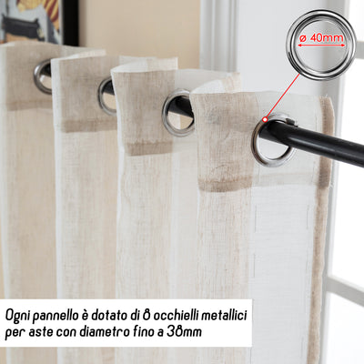 TENDA FILTRANTE EFFETTO LINO A RIGHE VERTICALI 140X285CM BEIGE