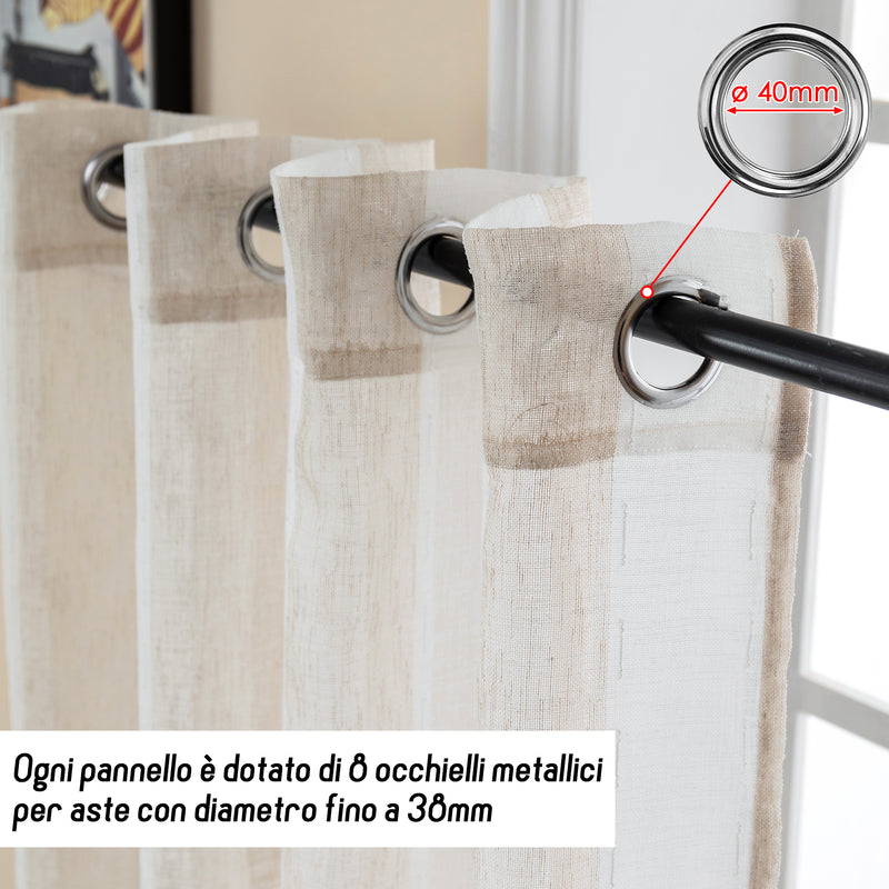 TENDA FILTRANTE EFFETTO LINO A RIGHE VERTICALI 140X285CM BEIGE