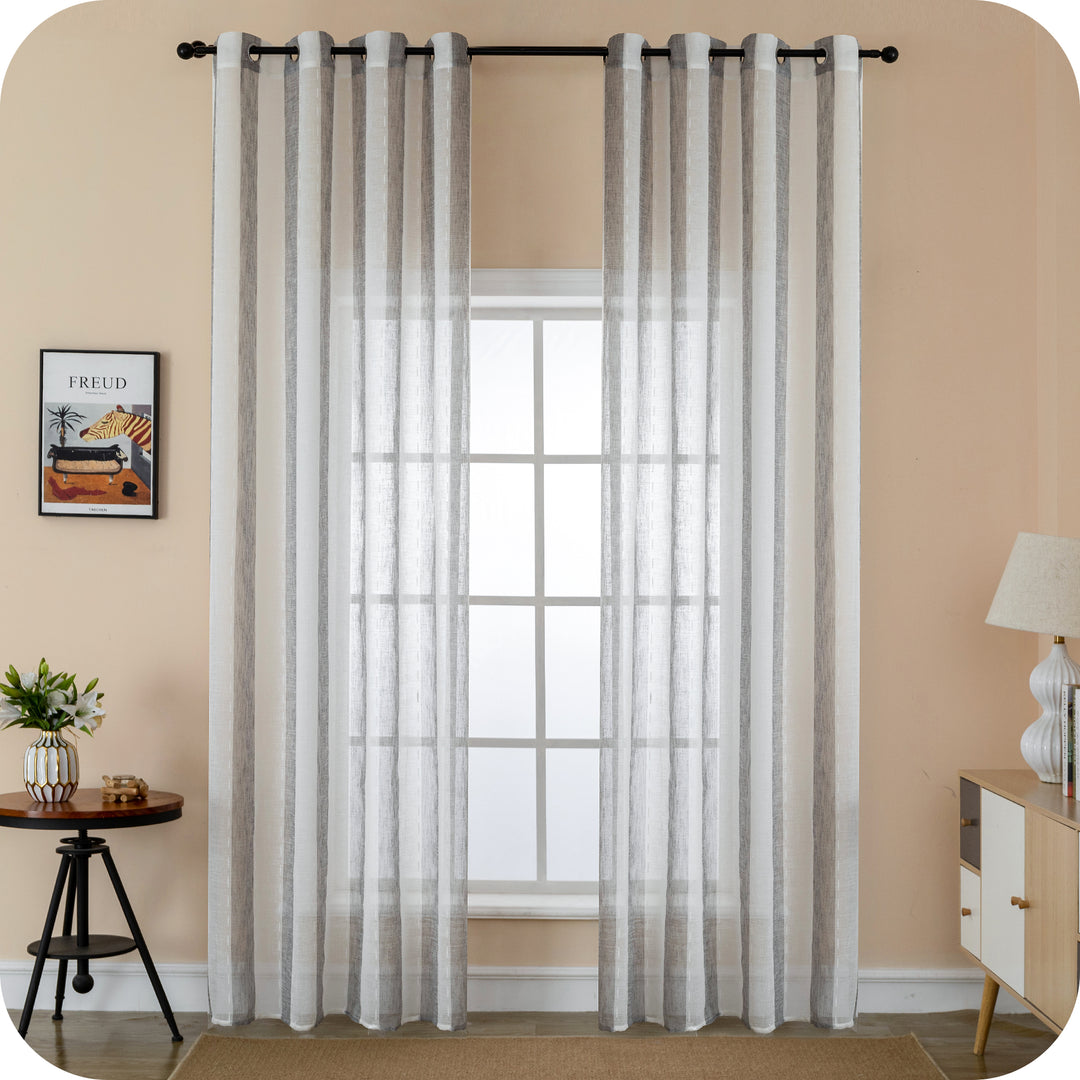 TENDA FILTRANTE EFFETTO LINO A RIGHE VERTICALI 1 PANNELLO 140X285CM GRIGIO