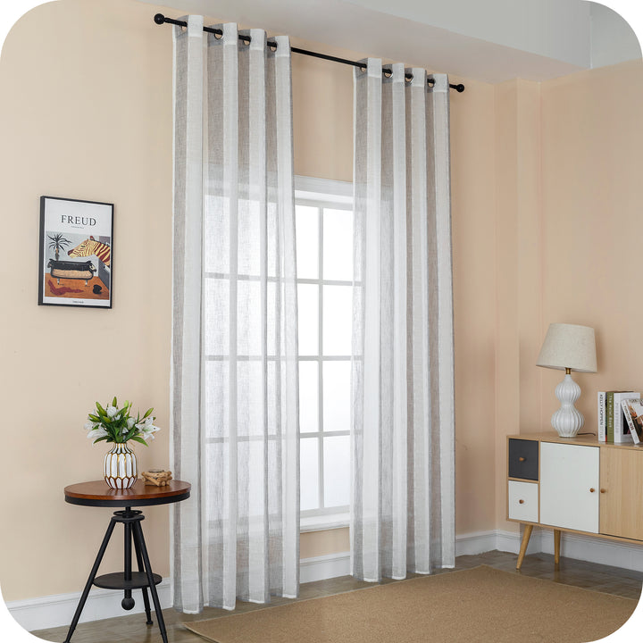 TENDA FILTRANTE EFFETTO LINO A RIGHE VERTICALI 1 PANNELLO 140X285CM GRIGIO