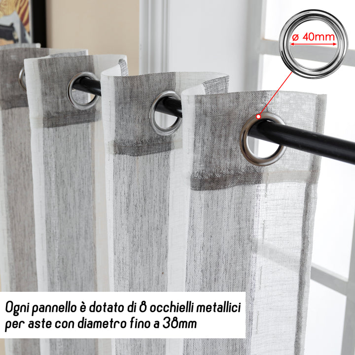 TENDA FILTRANTE EFFETTO LINO A RIGHE VERTICALI 1 PANNELLO 140X285CM GRIGIO