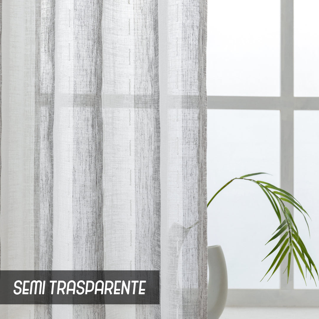 TENDA FILTRANTE EFFETTO LINO A RIGHE VERTICALI 1 PANNELLO 140X285CM GRIGIO