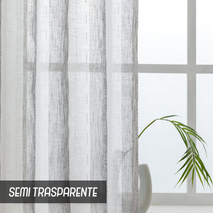 TENDA FILTRANTE EFFETTO LINO A RIGHE VERTICALI 1 PANNELLO 140X285CM GRIGIO