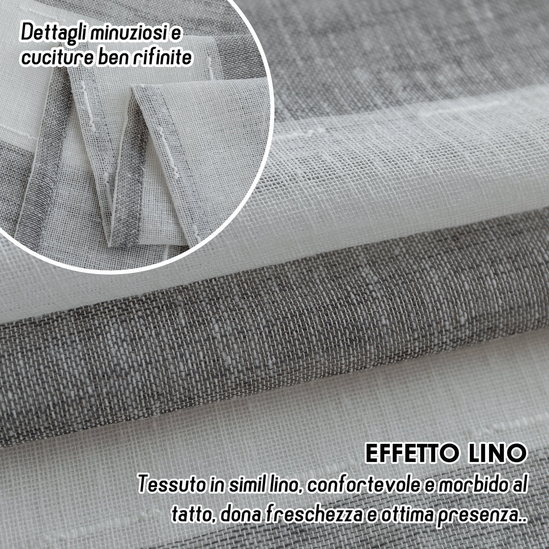 TENDA FILTRANTE EFFETTO LINO A RIGHE VERTICALI 1 PANNELLO 140X285CM GRIGIO