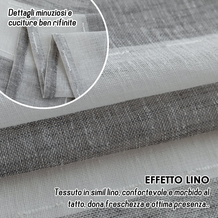 TENDA FILTRANTE EFFETTO LINO A RIGHE VERTICALI 1 PANNELLO 140X285CM GRIGIO