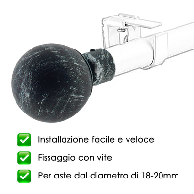 TERMINALE PALLA NEW 2PZ NERO E ARGENTO