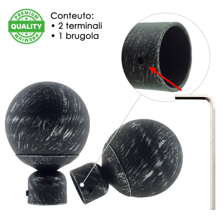 TERMINALE PALLA NEW 2PZ NERO E ARGENTO