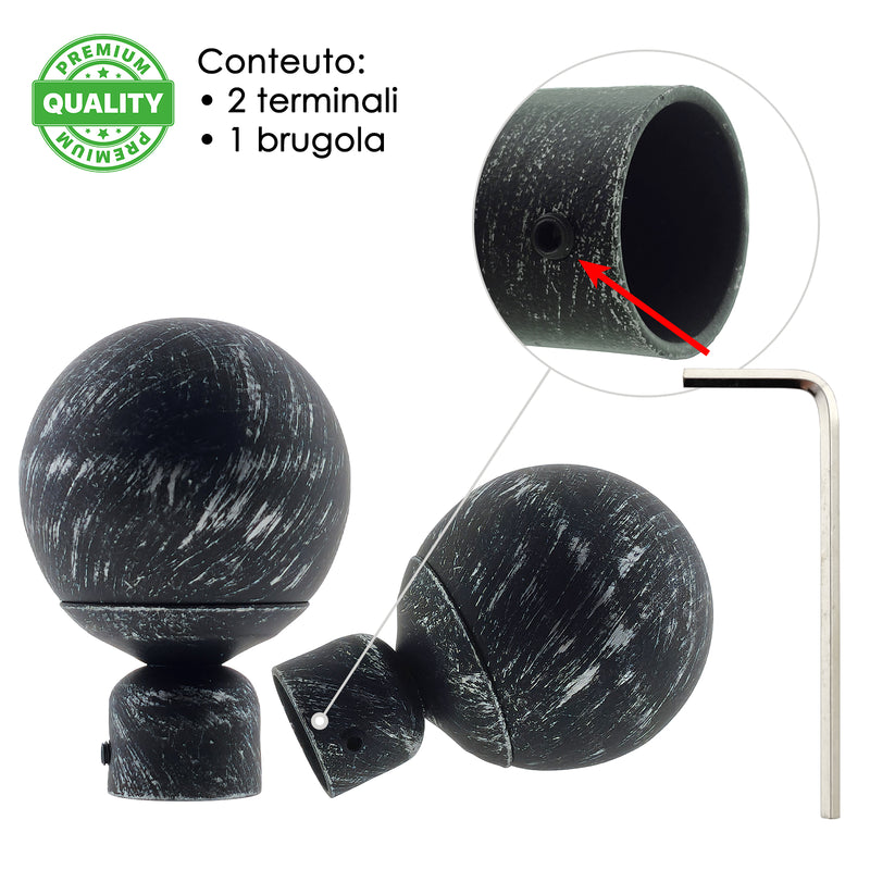 TERMINALE PALLA NEW 2PZ NERO E ARGENTO