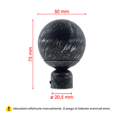 TERMINALE PALLA NEW 2PZ NERO E ARGENTO