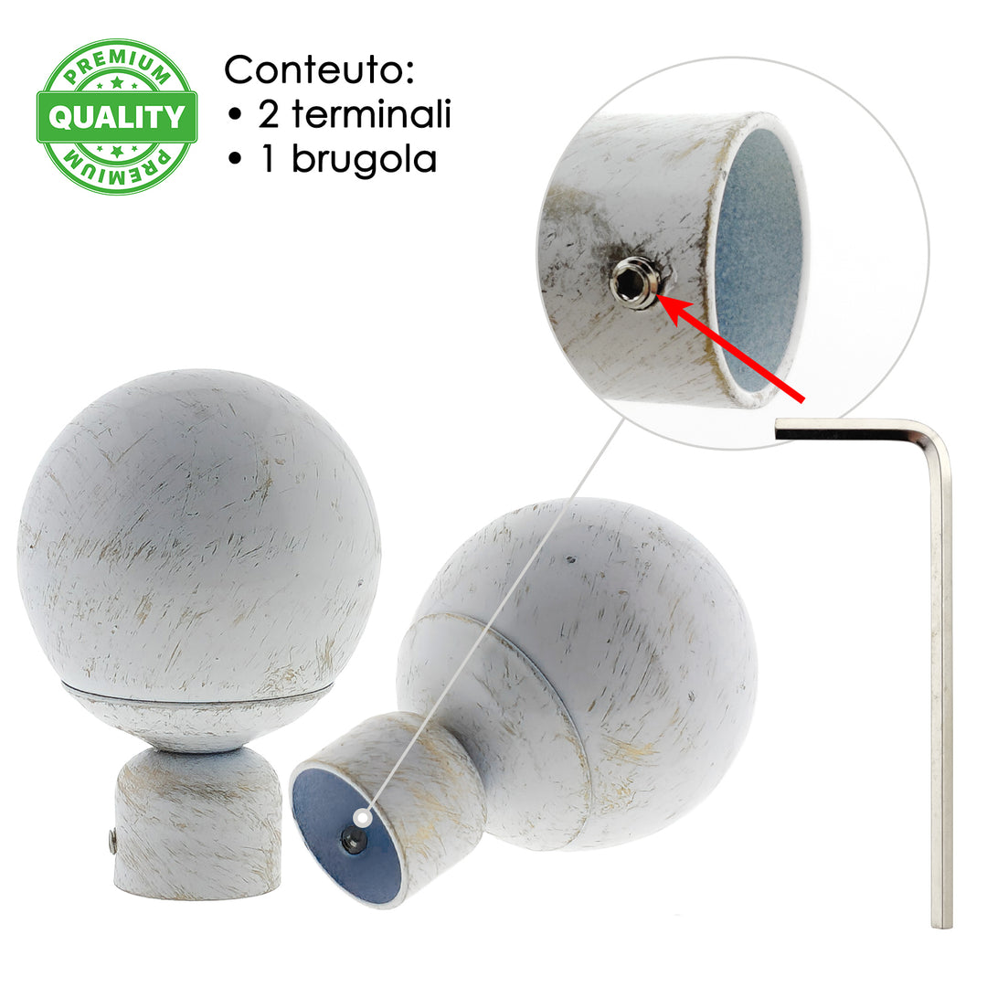 TERMINALE PALLA NEW 2PZ BIANCO E ORO