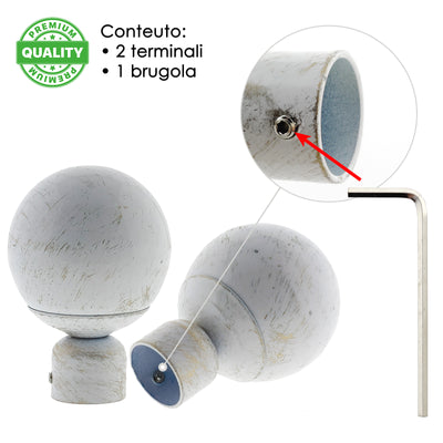 TERMINALE PALLA NEW 2PZ BIANCO E ORO