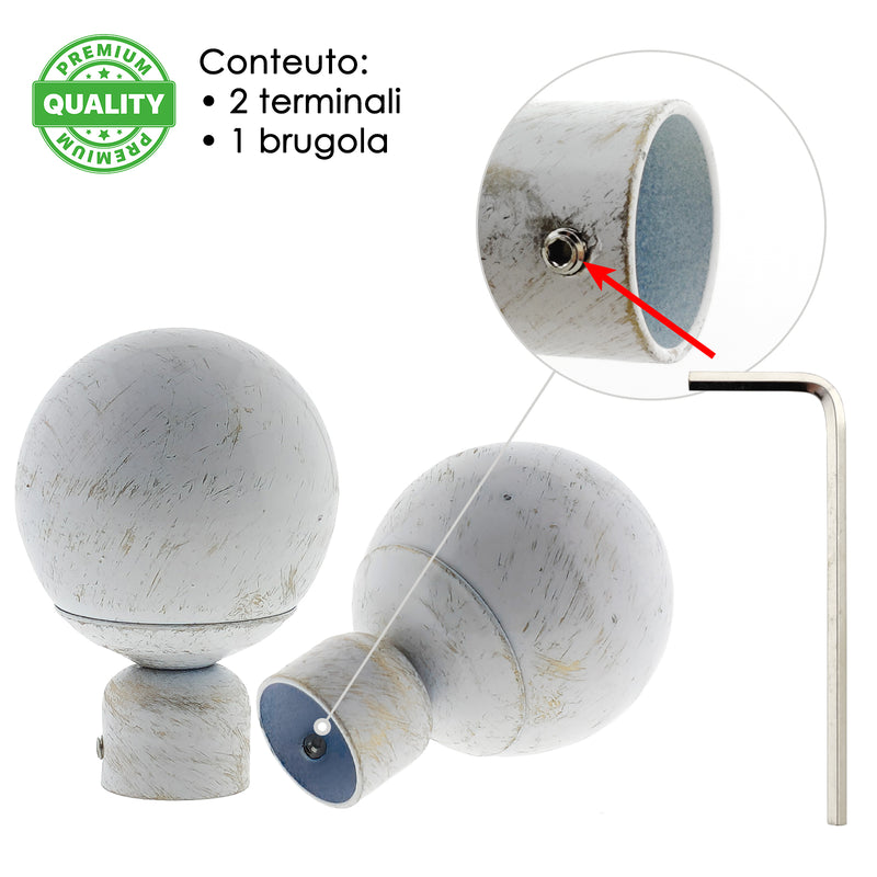 TERMINALE PALLA NEW 2PZ BIANCO E ORO