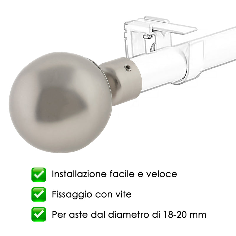 TERMINALE PALLA NEW 2PZ NICHEL SATINATO