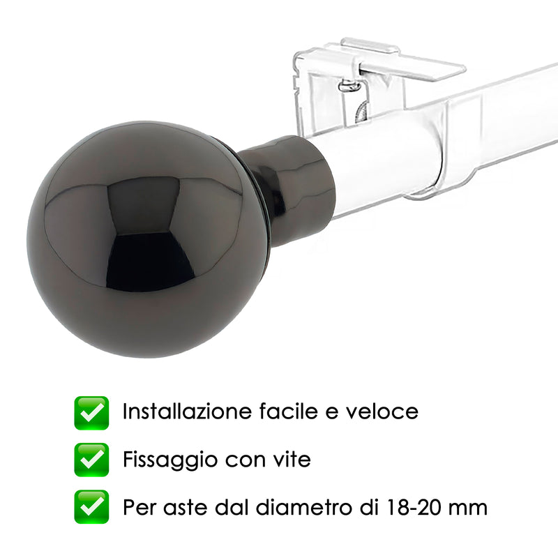 TERMINALE PALLA NEW 2PZ NICHEL NERO