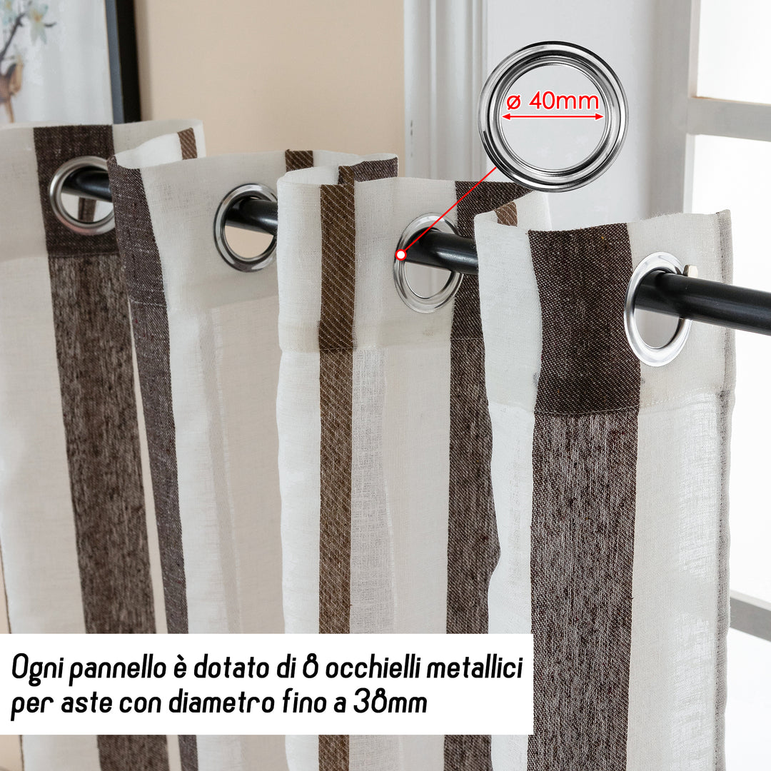 TENDA FILTRANTE EFFETTO LINO A RIGHE 1 PANNELLO 140X275CM MARRONE+CASTANO