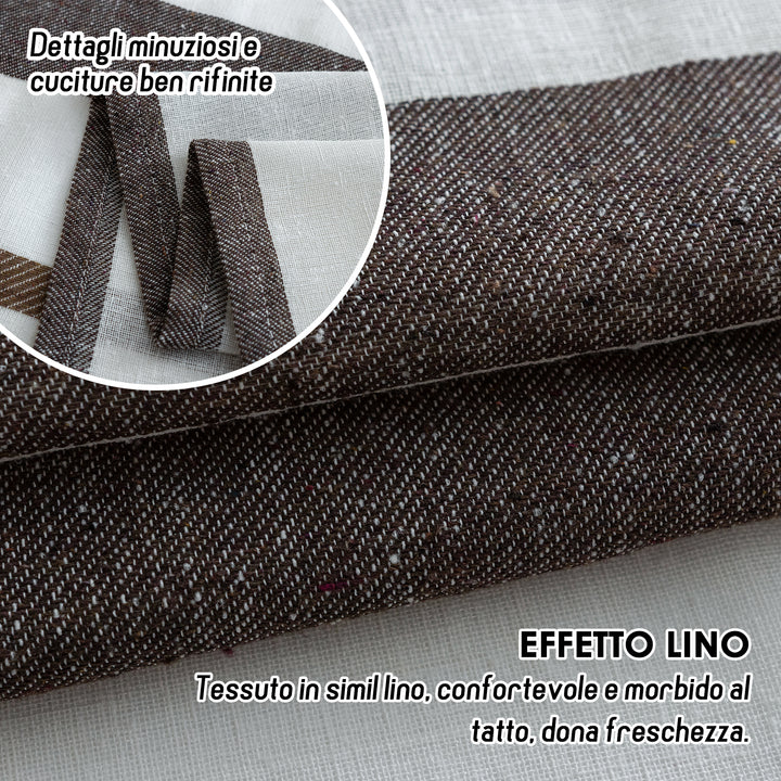 TENDA FILTRANTE EFFETTO LINO A RIGHE 1 PANNELLO 140X275CM MARRONE+CASTANO